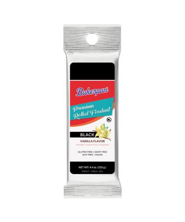 Bakerpan Premium Rolled Black Fondant, Vanilla Flavor - 4.4 Ounces