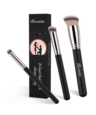 Premium Makeup Brushes Set - Foundation Concealer & Blusher - 3 Synthetic Brush Set with Pink Handles for Liquid Cream & Powder Products - International Shipping Available - Buy Online on GoSupps.com