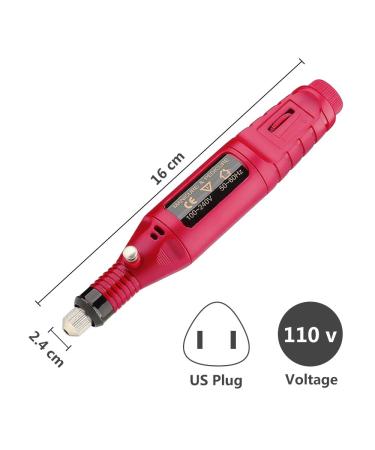 Pinkiou Portable Electric Nail Drill Set - Manicure & Pedicure Kit with 6 Nail Drill Bits - Red - Buy Online on GoSupps.com