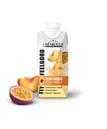Layenberger Fit+Feelgood Slim Shake Peach -Maracuja ready -to -drink meal for weight loss and control replaces a meal with only 208 kcal gluten -free lactose -free (8 x 330ml) - Buy Online on GoSupps.com
