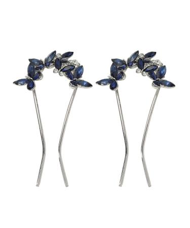 Bling U Shape Hair Clips Crystal Rhinestone Hair Pin Butterfly Hair Pin U Shaped Headpiece Hair Pins Fork Hair Accessories Wedding Bridal Hair Accessories for Women Girls 2 Pieces