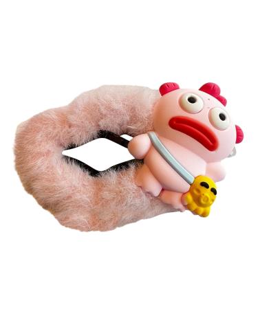 xbiez Cartoon Rubber Clownfish Hair Clip Cute Cloud Shape Snap Hairpin Furry Plush Barrettes Winter Headdress Hair Accessories Pink