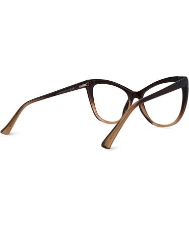 Zeelool Stylish TR90 Oversized Cat Eye Blue Light Blocking Glasses for Women - Shelby OT414973 Brown Clear Lens - Computer & Gaming Eyewear - Buy Online on GoSupps.com