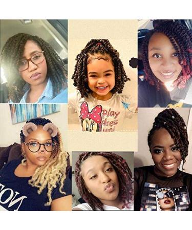 8 Pack Ombre Spring Twist Crochet Hair - 8 Inch Fluffy Butterfly Locs Extensions (T1B30) - Buy Online on GoSupps.com
