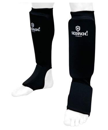 Sedroc Shin Instep Guards Padded Leg Sleeves for Kids Youth and Adults Kickboxing Muay Thai Karate MMA Sparring Protection Medium