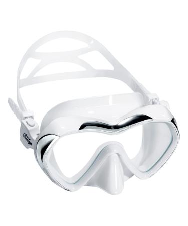 Seago Snorkel Diving Mask Swim Goggles for Adult Youth, Stylish Look Clear Vision Waterproof Anti-Fog Underwater Swimming Goggles with Nose Cover White