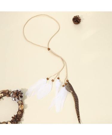 Runmi Bohemian Feather Frontal Ligaments Hair Headdress - Vintage Hippie Indian Accessories for Women & Girls | Perfect for Halloween Decoration - Buy Online on GoSupps.com