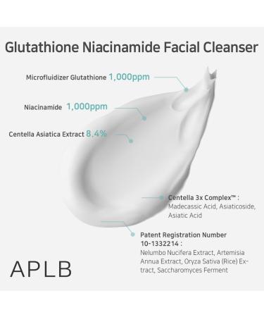 APLB Glutathione Niacinamide Facial Cleanser | LIPO GLUTA NIAC CEN | Tighten Pores Control Sebum & Deep Moisture | Korean Skincare 2.71 FL.OZ - Buy Online on GoSupps.com
