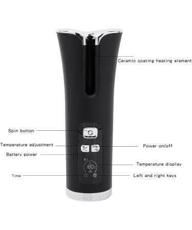 Buy Black Portable Cordless Automatic Curling Iron - Intelligent Hair Curler for Effortless Styling | International Shipping Available - Buy Online on GoSupps.com