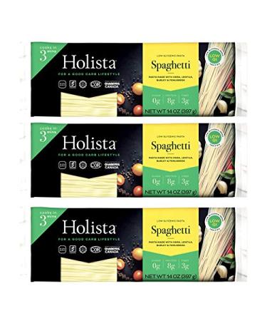 Holista Low Glycemic Spaghetti - 42oz Box (3 x 14oz Packs per Box) - Better for You Healthy Pasta The Whole Family Will Love!