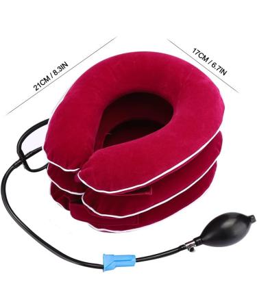 Loft Stone Inflatable Neck Stretcher - Adjustable Neck Support & Decompression Pillow for Chronic Spinal Relief - Rose Red - Buy Online on GoSupps.com