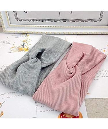 Voarge 4 Pack Women's Hairbands with Bow - Cotton Knot Headscarves (Black Gray Pink Dark Gray) - International Shipping - Buy Online on GoSupps.com