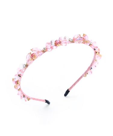 IYOU Glitter Rhinestone Headband Pink Crystal Hair Bands Thin Retro Party Prom Hair Accessories for Women and Girls