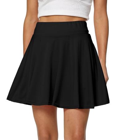 Afibi Women's Casual Flared Pleated Mini Skater Skirt with Shorts - X-Large Black - Buy Online on GoSupps.com