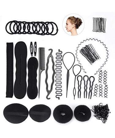 FEPITO Hair Styling Design Accessories Set Hair Modeling Tool Kit Spiral Hair Bun Maker Braid Tool for Girls Women Fashion Hair Design DIY