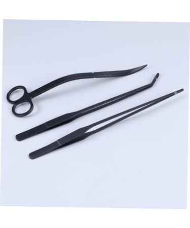PopetPop Aquarium Cleaning Tools - 3-Piece Stainless Steel Scissor & Tweezer Set for Plants - Premium Quality Substrate Tweezers in Black - Buy Online on GoSupps.com