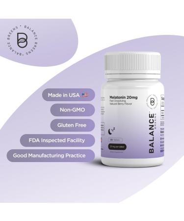 Balance Breens Melatonin 20mg Fast-Dissolve Tablets - Natural Berry Flavor | Non-Habit Forming Sleep Aid for Falling Asleep Faster & Staying Asleep Longer | Non-GMO, Gluten-Free, Vegan - 120 Count - Buy Online on GoSupps.com