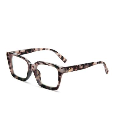 MMOWW Oversized Reading Glasses for Women - Anti Blue Light Glasses with Square Frame (Brown Grey Tortoiseshell 3.5) Brown Grey Tortoiseshell 3.5 x