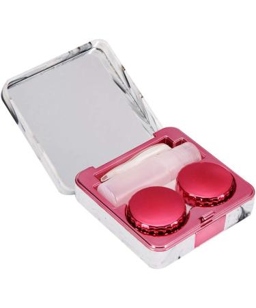BTOSEP Hot Pink Portable Square Contact Lens Case with Marble Surface & Mirror - Ideal for Travel & Daily Use - Buy Online on GoSupps.com