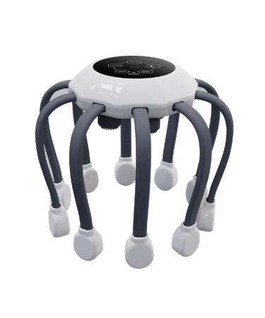 Allram electrical scalp massager Head massager with 10 vibration contacts 5 modes portable wireless head massage for stress tension and tension white