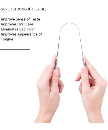 Stainless Steel Tongue Cleaner Set - Fight Bad Breath Safe & Flexible - Oral Care for Adults & Children (4 Pieces) - Buy Online on GoSupps.com