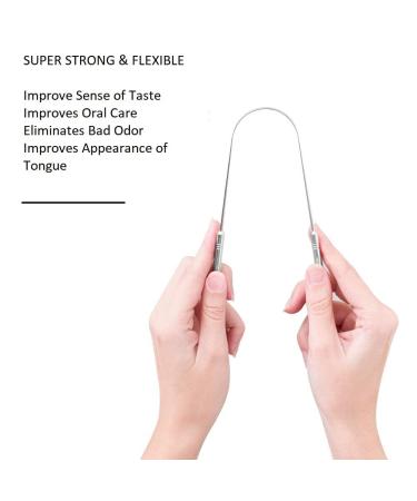 4 Pack Stainless Steel Tongue Cleaner Scraper for Bad Breath Treatment - Adults & Kids Oral Care Hygiene - Safe Blunt Edges & Comfortable Grip - Buy Online on GoSupps.com