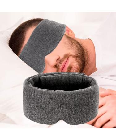 HEADMALL 100% Cotton Blackout Sleep Mask for Men Women - Super Soft & Comfortable Eye Mask for Sleeping  Light Blocking Eye Cover Upgrated Material Adjustable Blindfold for Airplane Travel / Nap Misty Grey