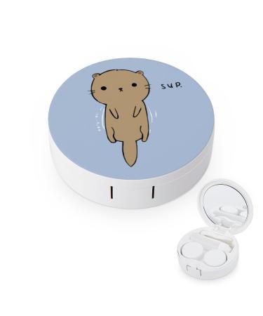 Cat Fly Space Contact Lens Case Travel Portable Travel Contact Lens Box with Mirror