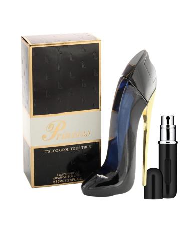 Princess High Heel Eau de Parfum for Women 2.9oz (85ml) Black + Refillable Travel Atomizer