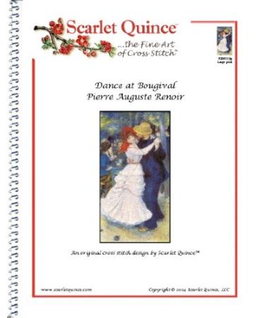 Scarlet Quince REN011lg Dance at Bougival by Pierre Auguste Renoir Counted Cross Stitch Chart Large Size Symbols