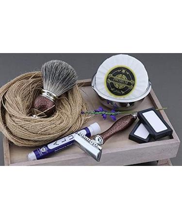 Haryali London 5 Pc Shaving Kit with Double Edge Safety Razor - Super Badger Brush, Soap, Bowl, Alum, Antique Maroon Shaving Set - Perfect Gift Set - Buy Online on GoSupps.com