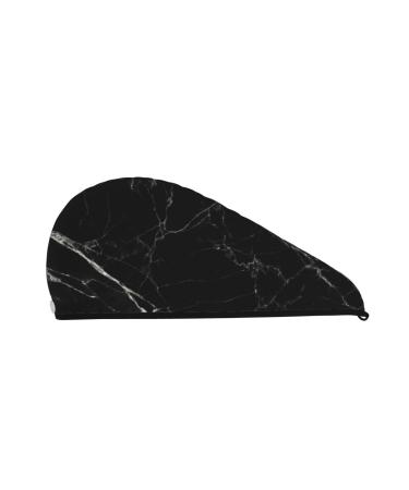 Black Marble Texture Abstract Microfiber Hair Towel Soft Super Absorbent Hair Towel Wrap for Women Coral Velvet Quick Dry Hair Cap for Long Curly and Thick Hair
