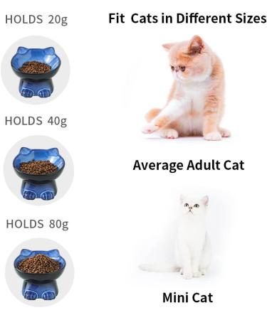 Ceramic Elevated Cat/Dog Bowls Set - Blue & Black, 4.5oz + 8oz - Protects Pet's Spine - Feeding & Watering Supplies - Buy Online on GoSupps.com