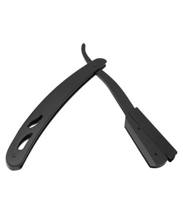 Premium Straight Shaver & Manual Razor for Men | Stainless Steel Hair Removal Tool for Eyelashes - Black - Buy Online on GoSupps.com