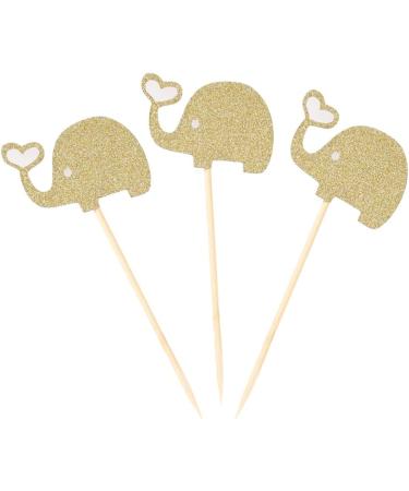 BRIGHTFUFU 3pcs Elephant Cupcake Picks Fruit Cake Topper Baby Shower Cocktail Picks Valentine Wedding Birthday Party Fruitcakes Appetizers Top Hat Food Makeup Flash Golden medium - Buy Online on GoSupps.com