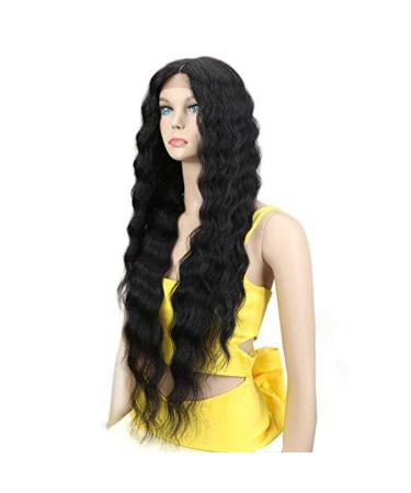 Buy Long Black Wavy Wig for Women - Curly Brazilian Synthetic Hair for 80s 50s 70s & 60s Cosplay - International Shipping Available - Buy Online on GoSupps.com