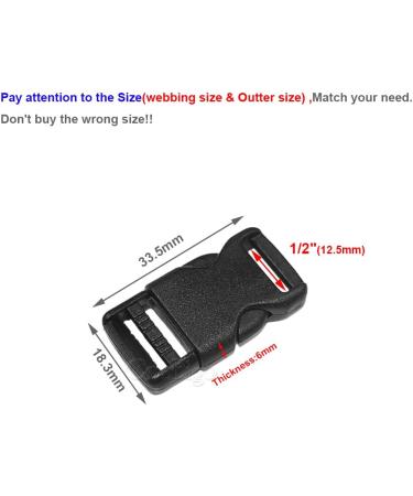 10pcs 1/2"(12.5mm) Side Release Buckles Plastic Black Quick Adjustable Buckle For Backpack Strap DIY Pets Collar Accessory - Buy Online on GoSupps.com