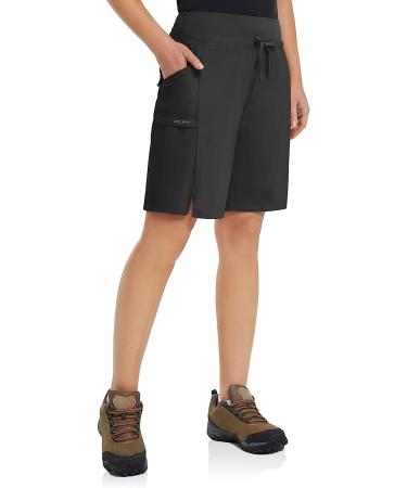 BALEAF Women's Hiking Long Shorts 9 - Quick Dry Bermuda Cargo with Pockets | Lightweight Knee Length for Curvy | Large Black - Buy Online on GoSupps.com