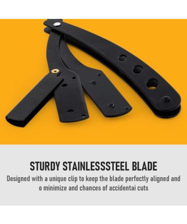 Professional Razor Men's Set - 100 Blades Straight Razor & Hairdresser Accessories for Beards & Eyebrows - Perfect Father's Day Gift - Buy Online on GoSupps.com