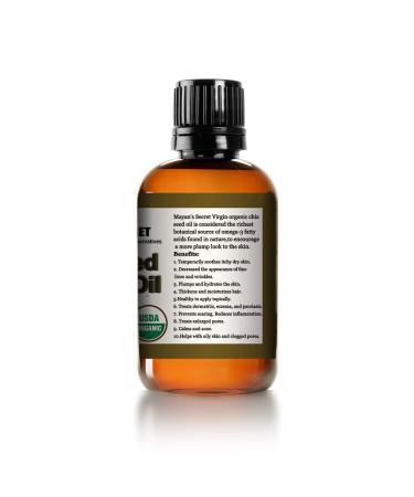 Mayan's Secret Chia Seed Oil - USDA Organic 100% Pure & Cold Pressed 4 oz Amber Glass Bottle - Buy Online on GoSupps.com