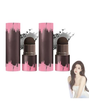 Hairline Contouring Shadow Powder Waterproof Hair Shading Sponge Pen Hairline Powder Stick Natural Shade Hairline Powder (2PC Black)