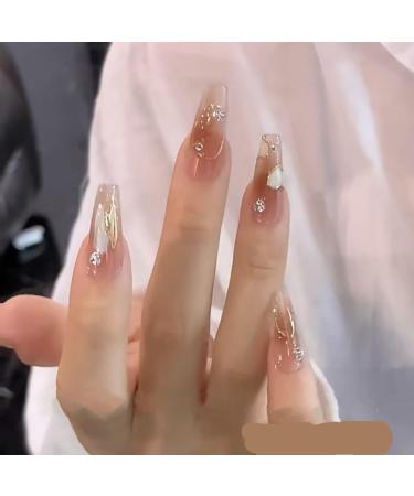 Handmade nail art wearing fake nail patches light luxury love gradient halo dye sparkling diamond long style (Size : M) - Buy Online on GoSupps.com