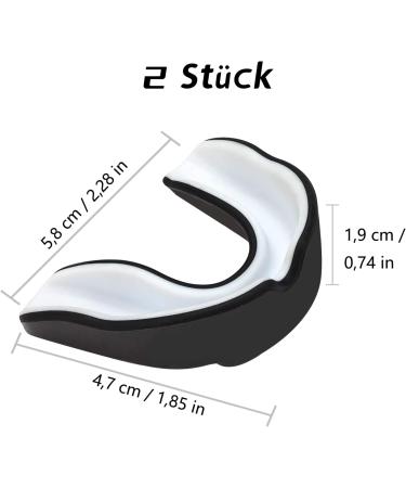 Premium Mouth Guard Set - 2 Pieces for Boxing MMA Taekwondo & Hockey | Adult Tooth Protection - Portable Case Included - Black & White - Buy Online on GoSupps.com