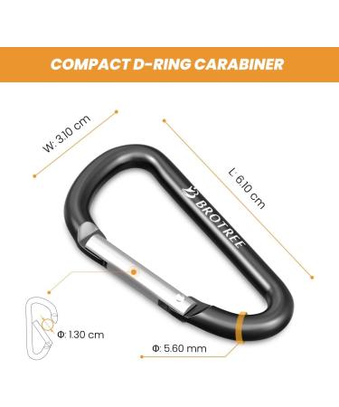 Brotree Mini Carabiner Keychain - Small Aluminum Snap Hook for Camping & Hiking (6cm D Shape 2 Pack Black) - Buy Online on GoSupps.com