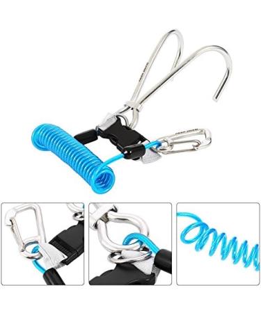 Diving Hook: Stainless Steel Reef Double Hook with Spiral Coil Lanyard & Quick-Release Buckle - Blue - Buy Online on GoSupps.com