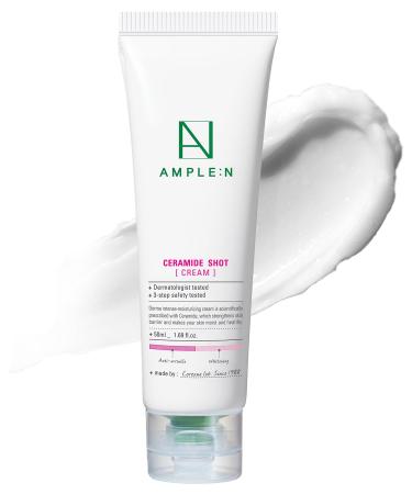 COR ANA AMPLE:N Ceramide Shot Cream - Hydrating Moisturizer Unscented for Dry and Sensitive Skin Strengthening Skin Barrier Skin Repair Cream for Rough Skin 1.69 oz.