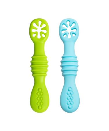 Baby Spoon Baby Learning Spoon Set 100% Extra Soft Silicone BPA Free Feeding Spoon and Teething Aid for BabySilicone Spoon for Baby and Toddler Infant Children 4 Months +(Baby Spoon 2pcs)