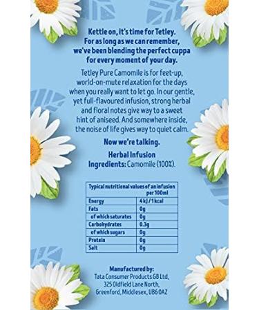 Tetley Pure Camomile Tea Bags - 20 Count Box for Relaxing Herbal Infusion - Buy Online on GoSupps.com