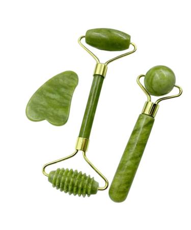 Ajcoflt Jade Rollers & Gua Sha Scrapers Jade Stone Set for Facial Skin Care Anti-aging Face Eye Neck Beauty Roller Facial Massager