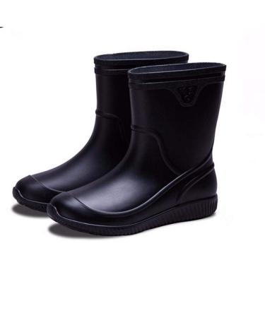 Laple Mens Rain Boots Slip On Non-Slip Waterproof Rubber Ankle Boots Rain Shoes 9 Black 1